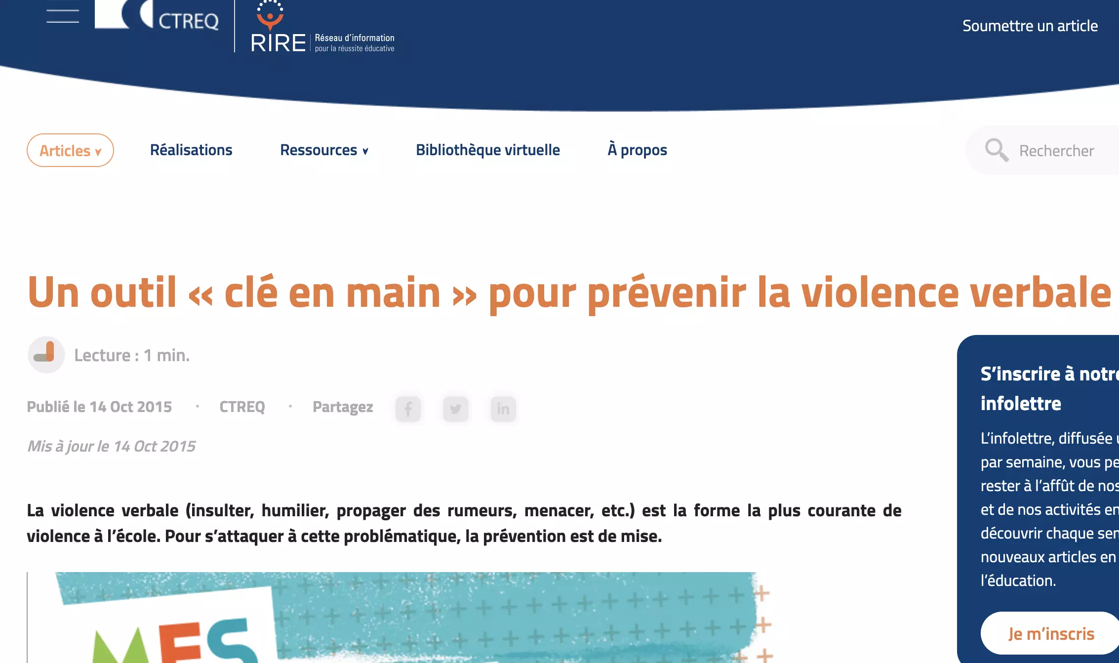 Réseau d’information pour la réussite scolaire (RIRE) 