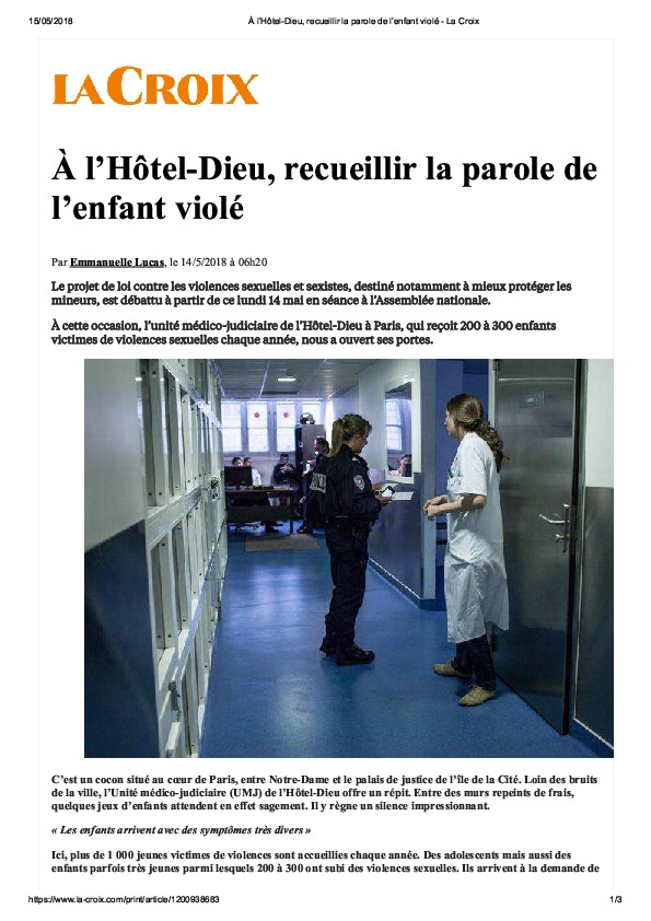 La Croix - Recueillir la parole de l'enfant violé